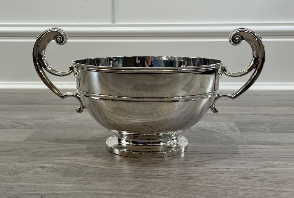 Large Edwardian Solid Silver Twin Handled Trophy Bowl View IV