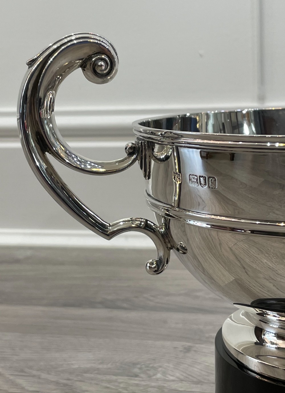 Large Edwardian Solid Silver Twin Handled Trophy Bowl View V