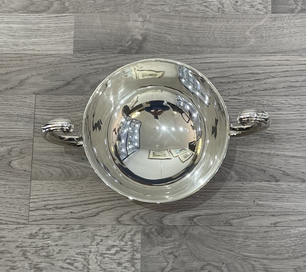 Large Edwardian Solid Silver Twin Handled Trophy Bowl View VI