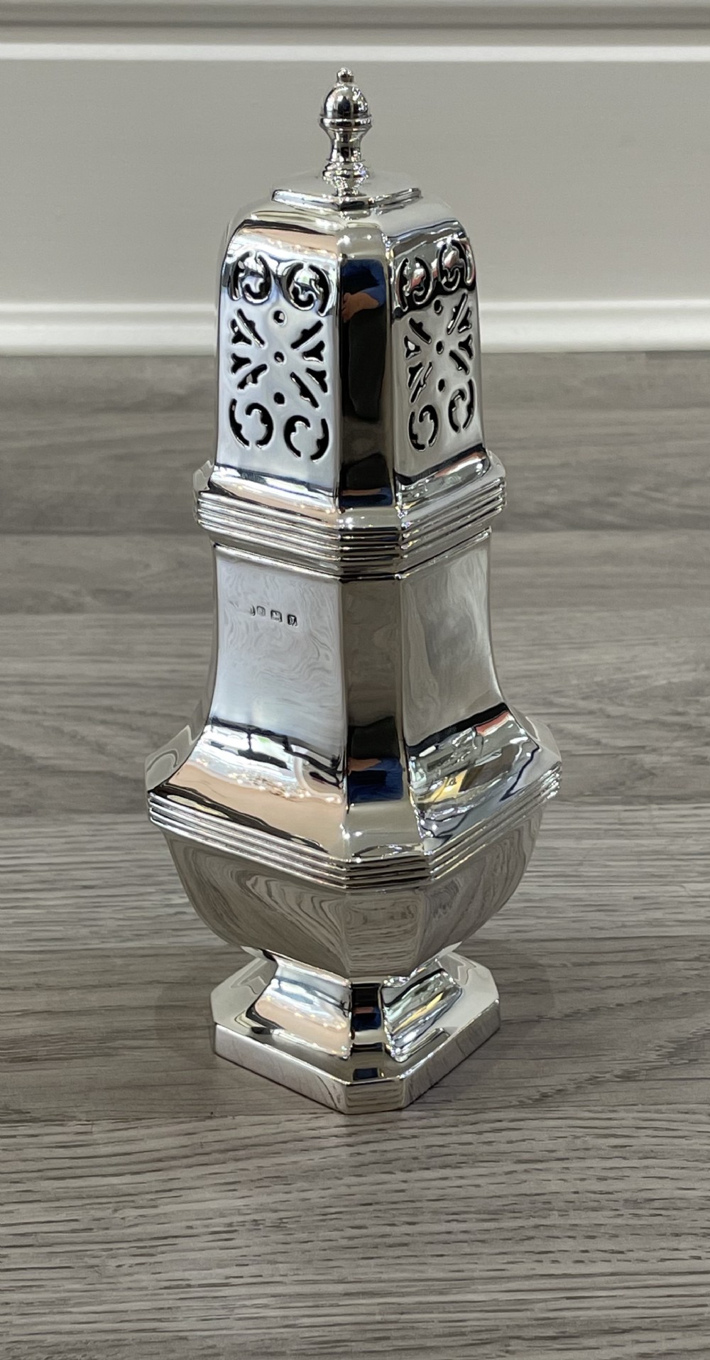Large Art Deco Solid Silver Sugar Caster