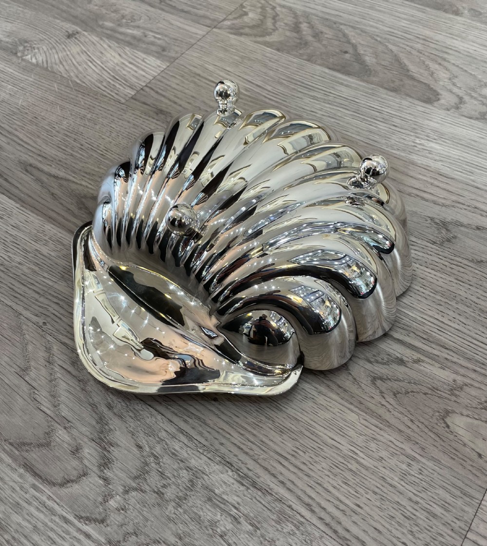 Large Edwardian Solid Silver Shell Dish View VII
