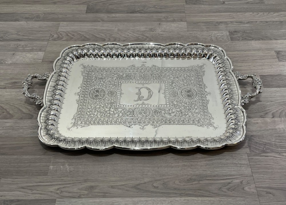Outstanding Very Large Edwardian Solid Silver Tray, 1904