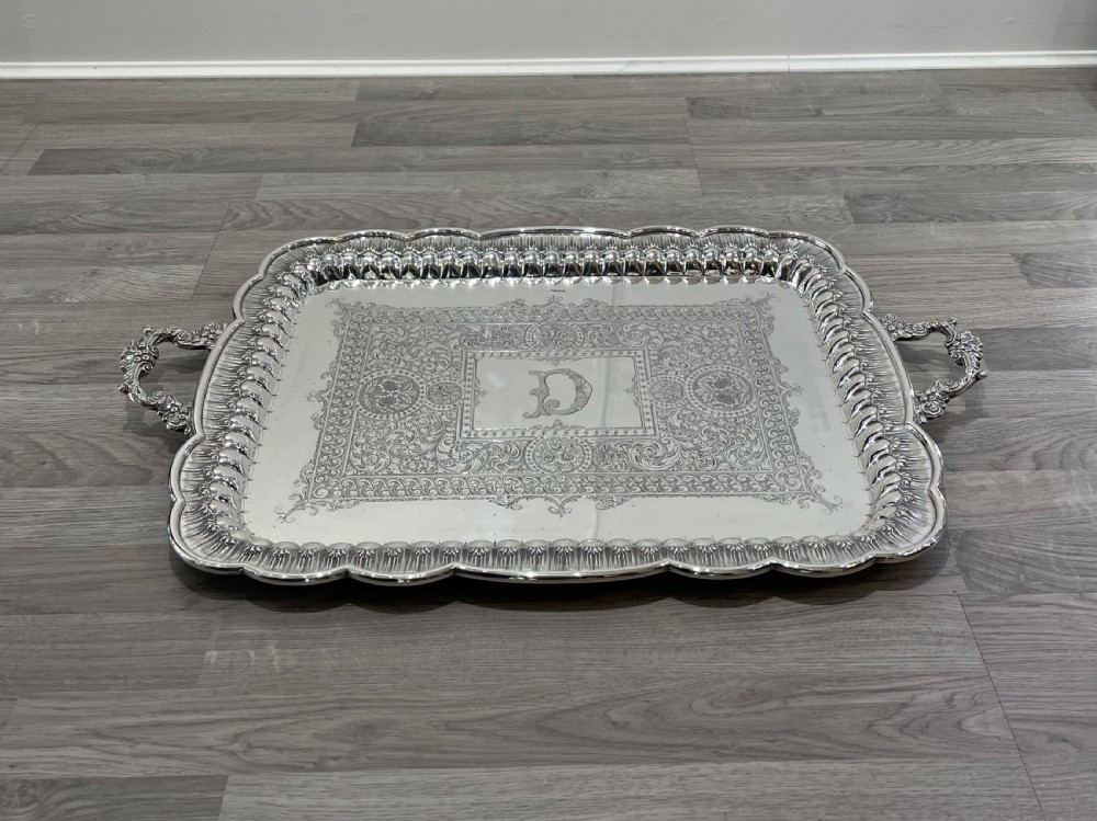 Outstanding Very Large Edwardian Solid Silver Tray, 1904 View II