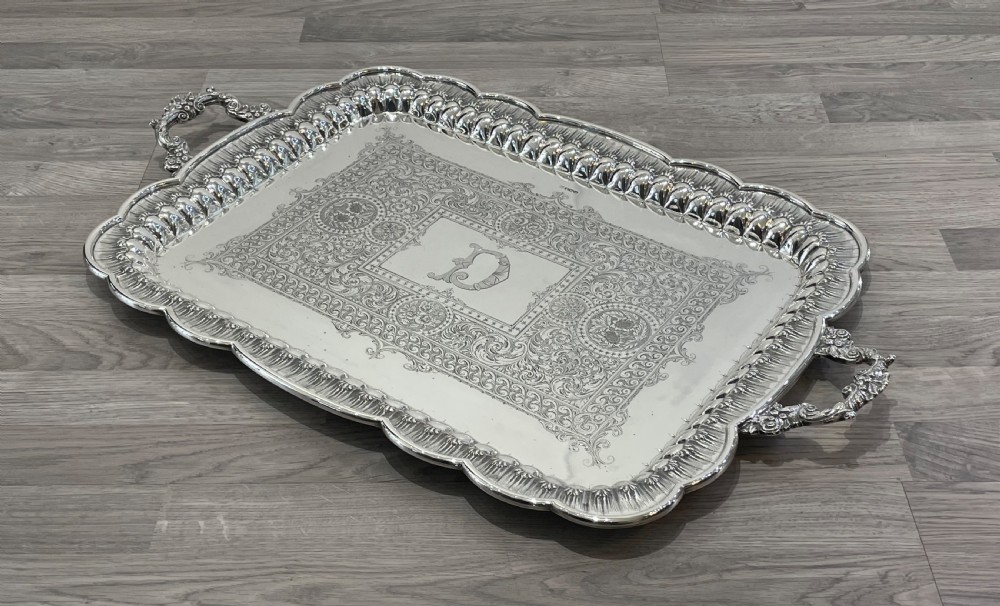 Outstanding Very Large Edwardian Solid Silver Tray, 1904 View IX