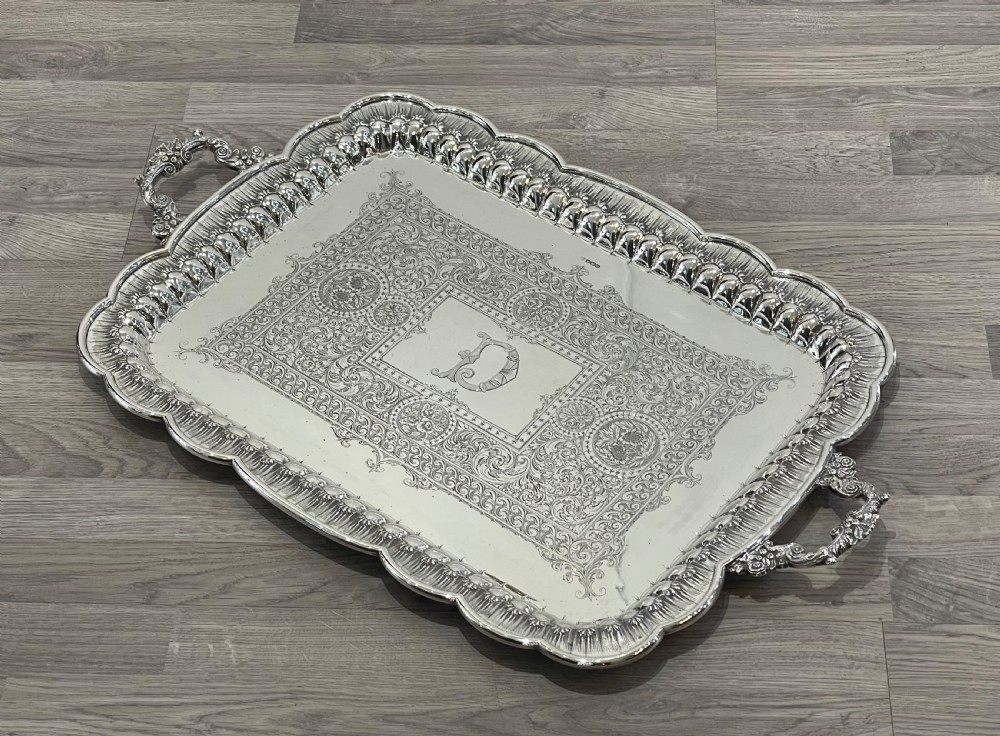 Outstanding Very Large Edwardian Solid Silver Tray, 1904 View XI