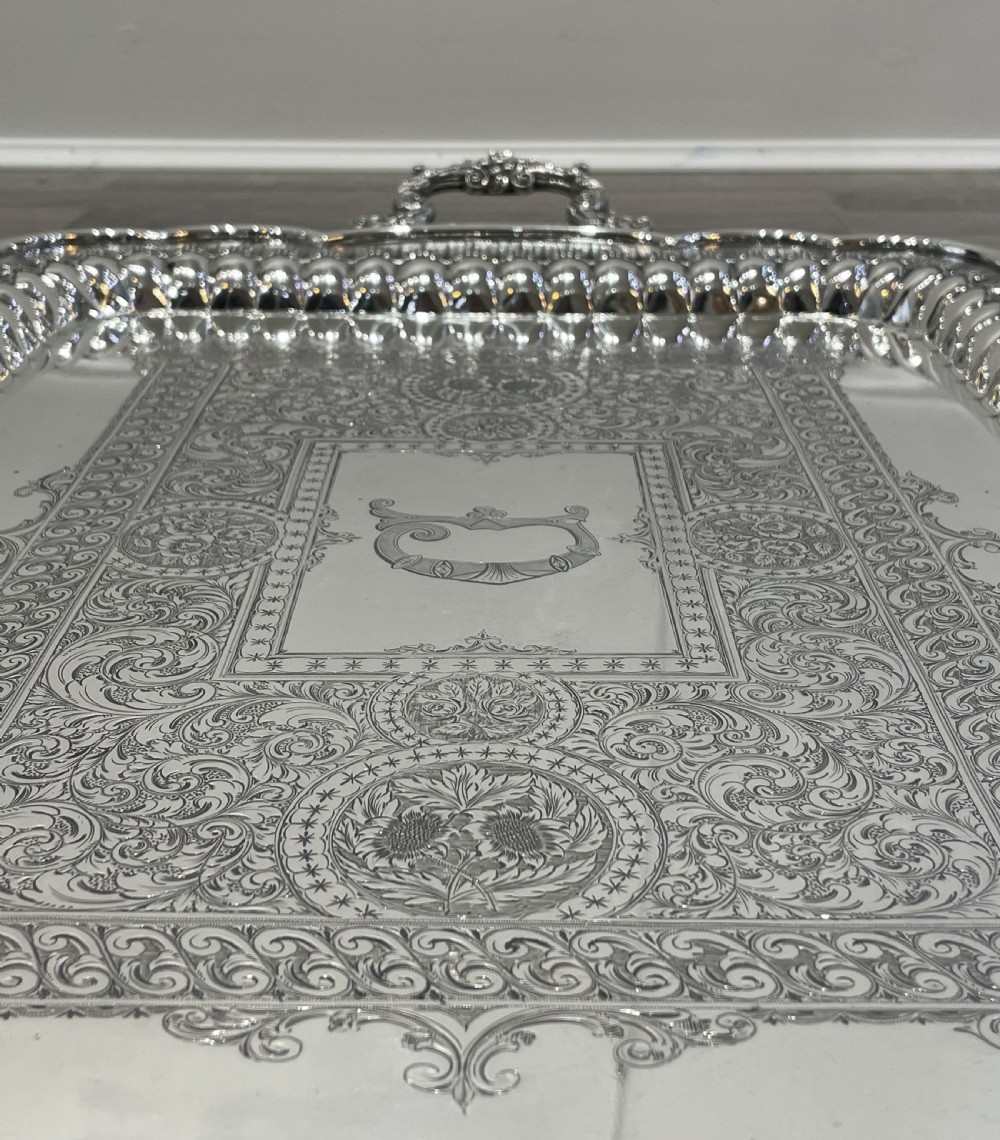 Outstanding Very Large Edwardian Solid Silver Tray, 1904 View XIII