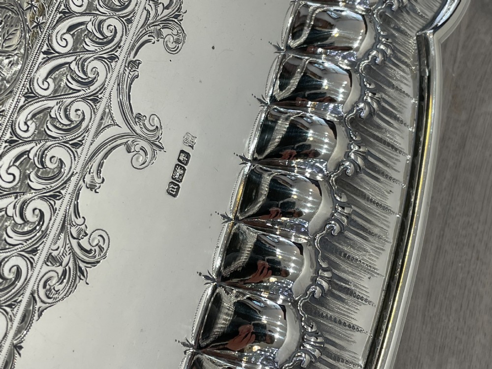 Outstanding Very Large Edwardian Solid Silver Tray, 1904 View XV
