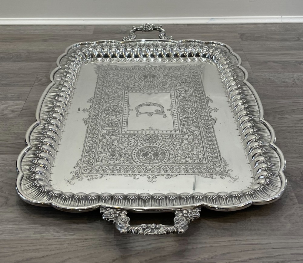 Outstanding Very Large Edwardian Solid Silver Tray, 1904 View XVI