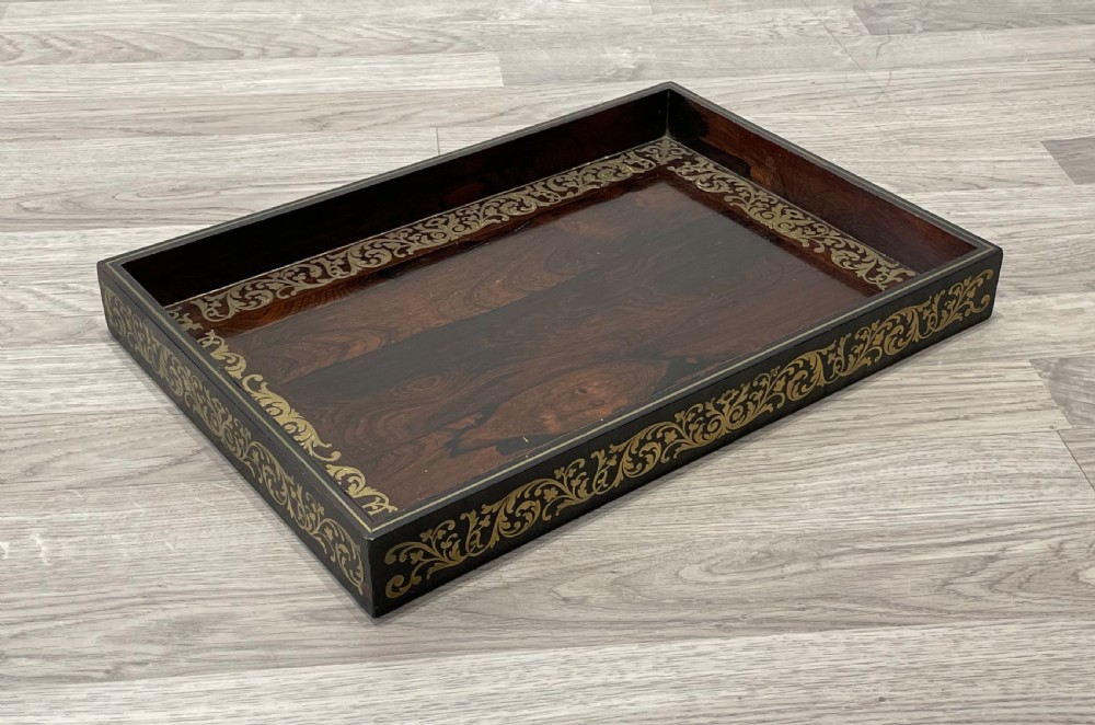 A Regency Rosewood and Brass Inlaid Book Tray 