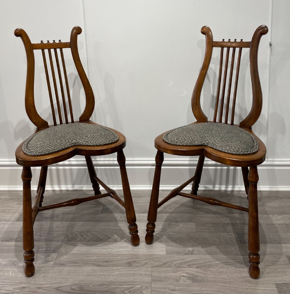 Stunning Pair of Victorian Mahogany Lyre Chairs