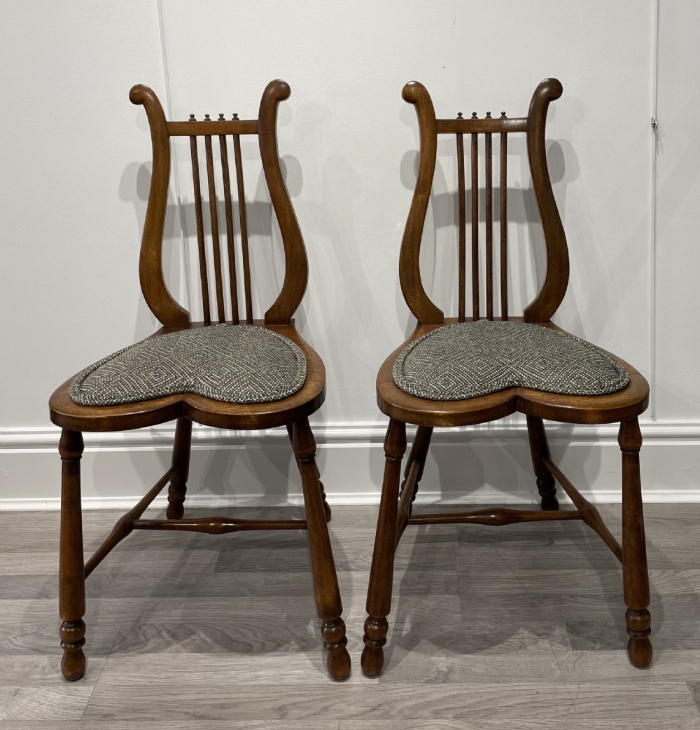 Stunning Pair of Victorian Mahogany Lyre Chairs View II