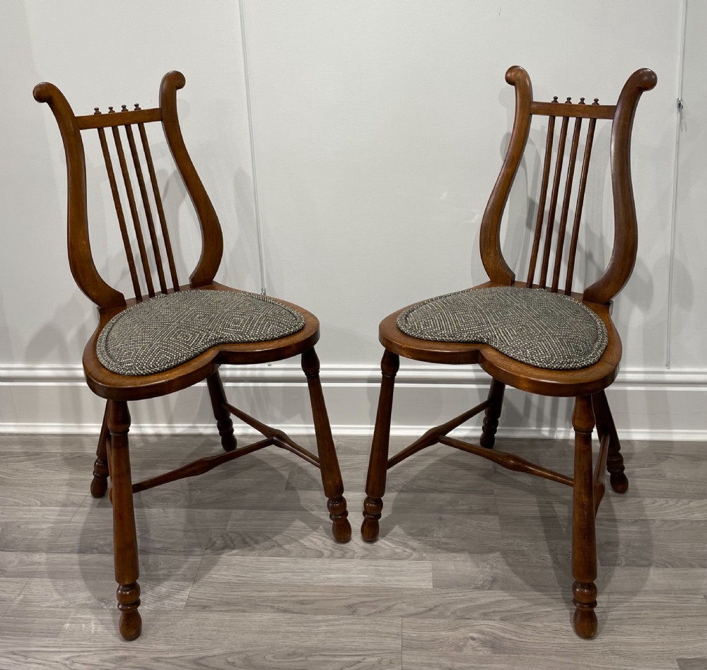Stunning Pair of Victorian Mahogany Lyre Chairs View VII