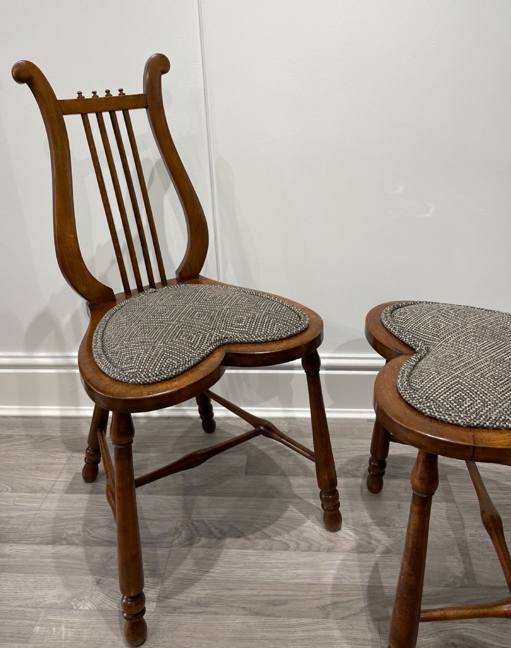 Stunning Pair of Victorian Mahogany Lyre Chairs View IX