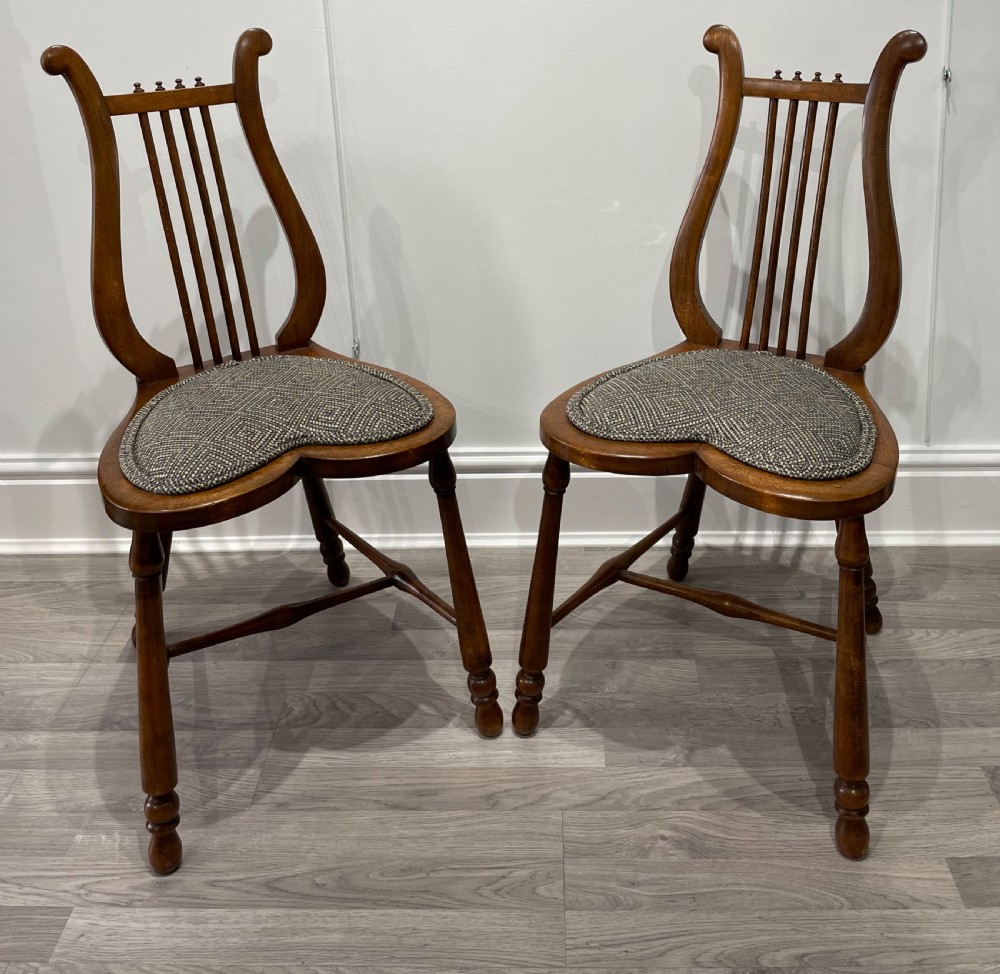 Stunning Pair of Victorian Mahogany Lyre Chairs View X