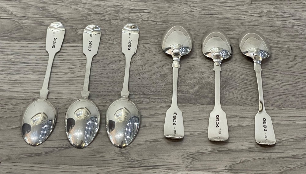 Set of Six Victorian Silver Teaspoons by Chawner & Co View V