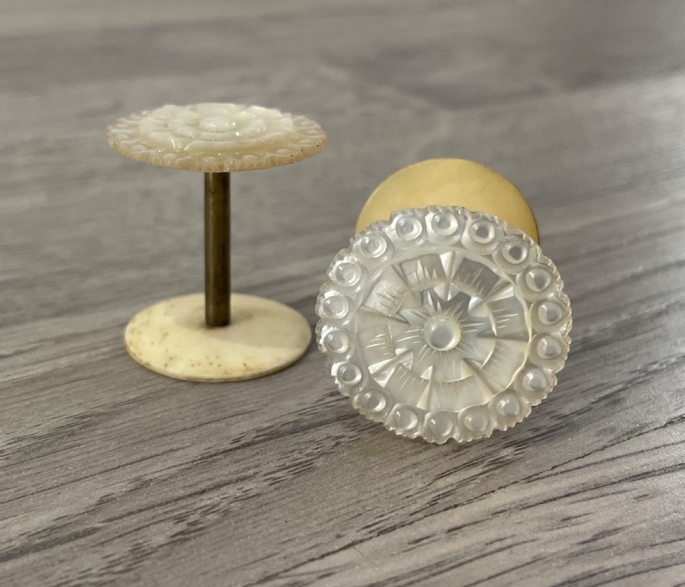 Pair of Victorian Mother of Pearl Cotton Reel Holders View III