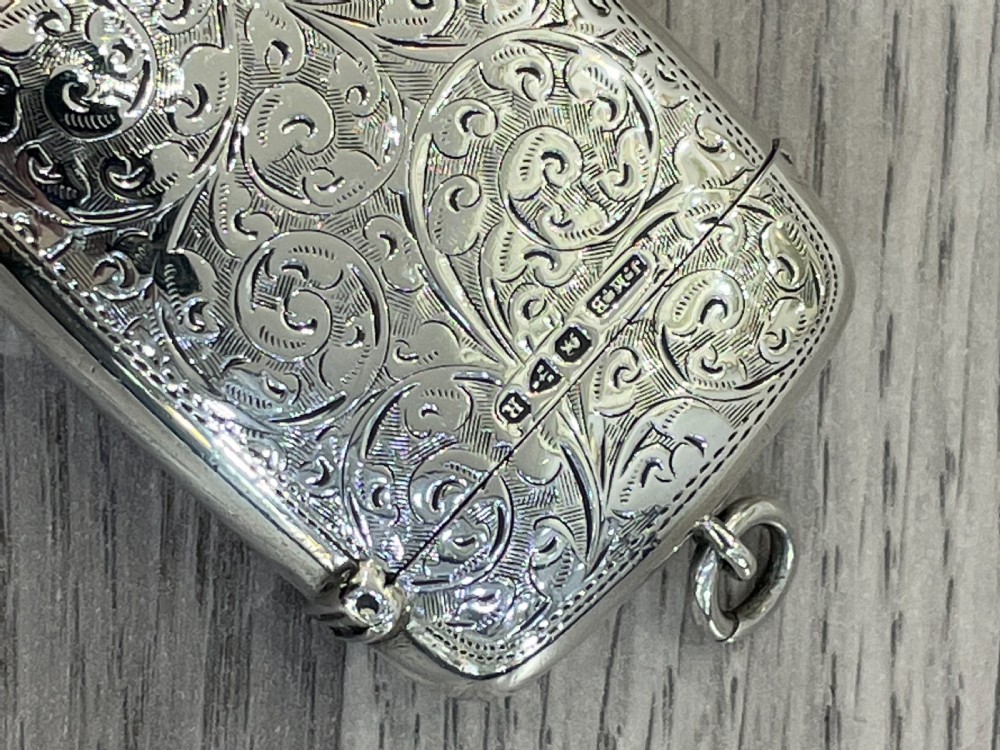 Late Victorian Solid Silver Vesta Case by John Millward Banks, Chester 1900 View VI