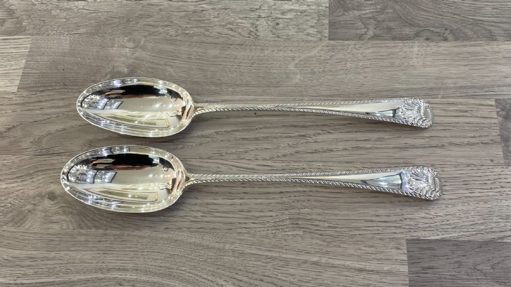 Large Pair of George V Silver Serving Basting Spoons View III