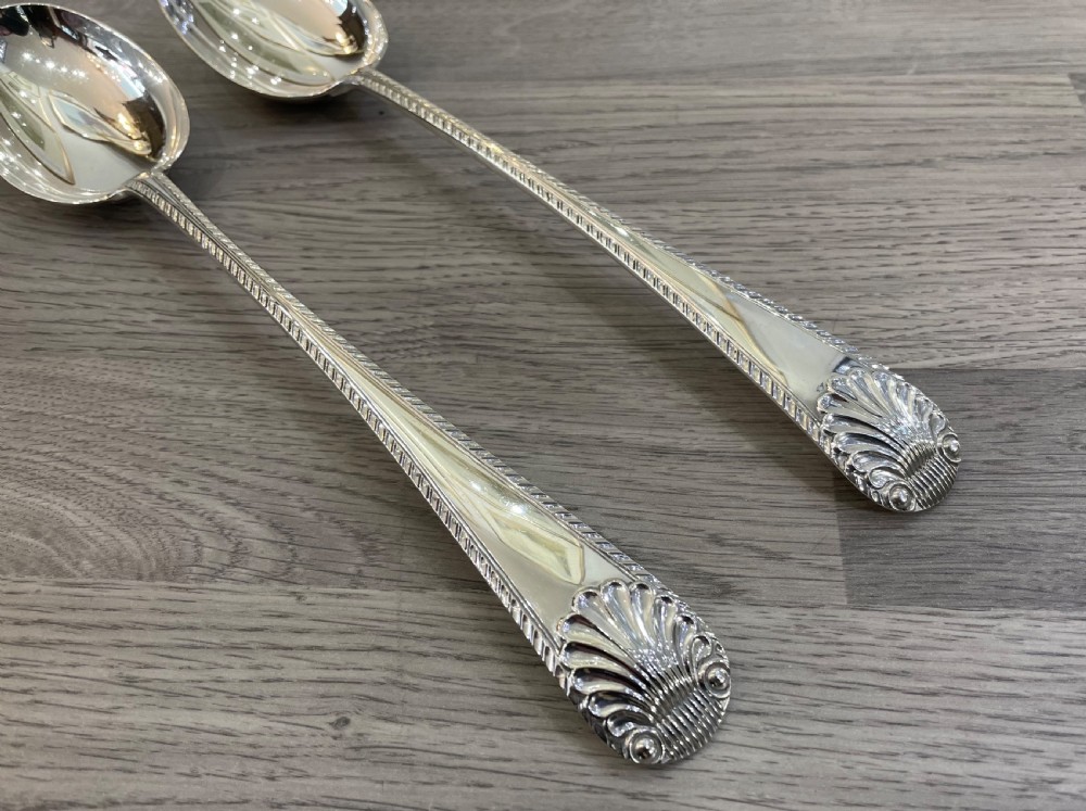 Large Pair of George V Silver Serving Basting Spoons View IV