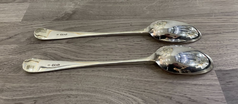 Large Pair of George V Silver Serving Basting Spoons View VI