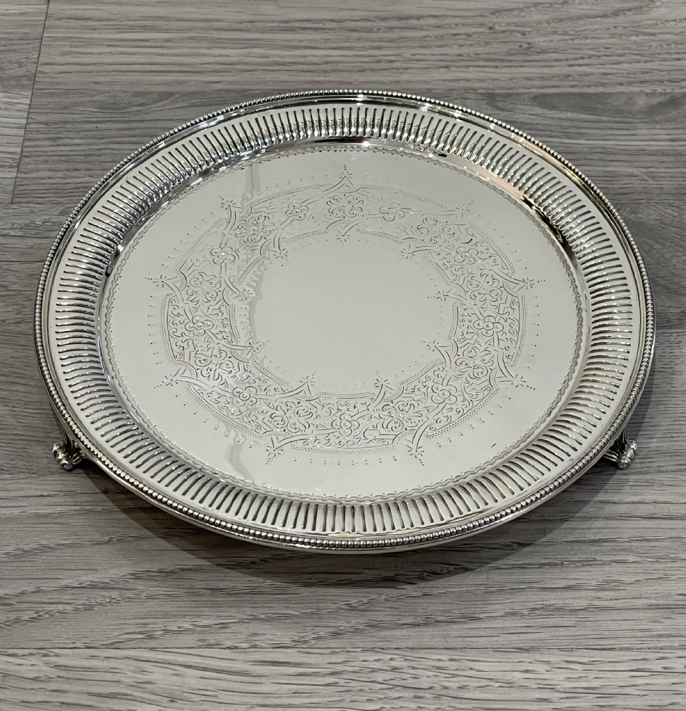 Victorian Solid Silver Tray Salver, 1874