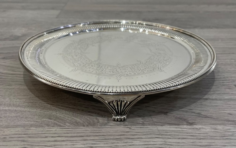 Victorian Solid Silver Tray Salver, 1874 View II