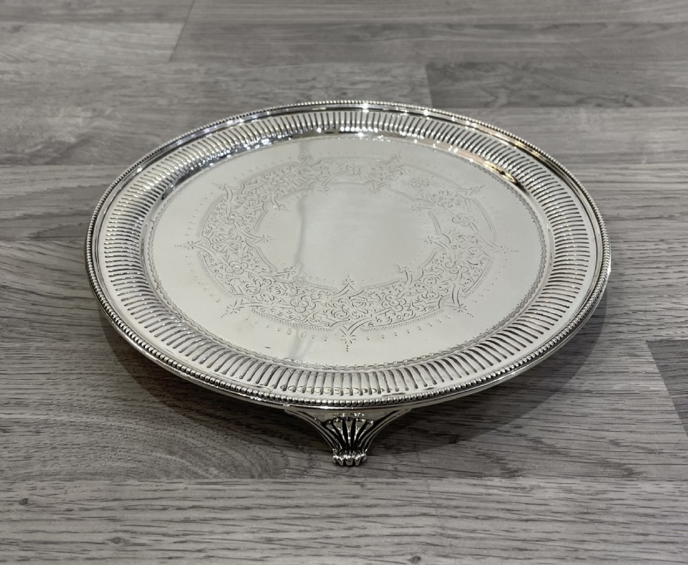 Victorian Solid Silver Tray Salver, 1874 View IV