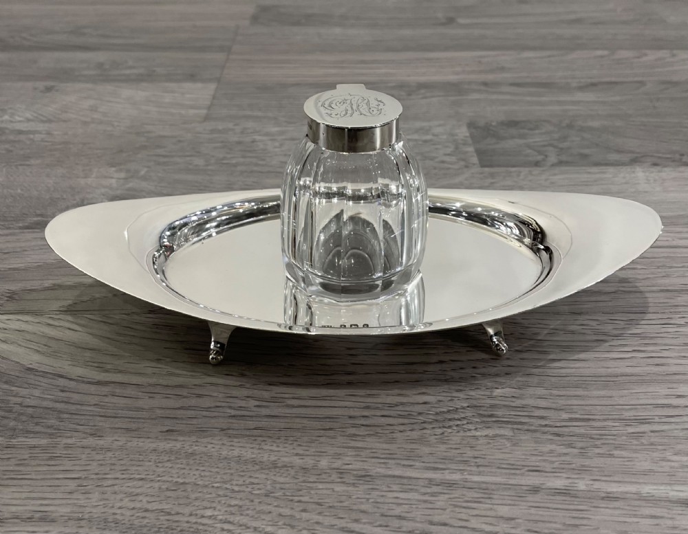 Edwardian Silver Inkstand by A & J Zimmerman