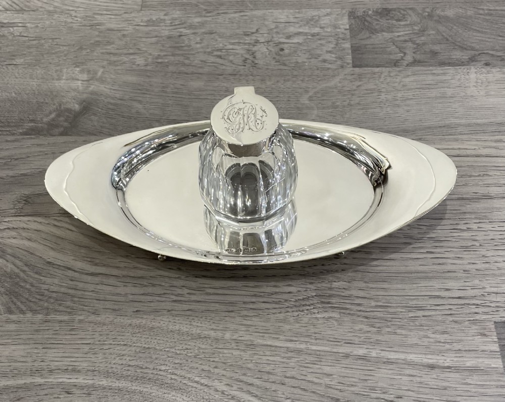 Edwardian Silver Inkstand by A & J Zimmerman View II