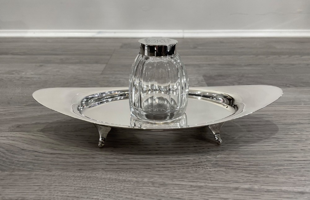 Edwardian Silver Inkstand by A & J Zimmerman View III