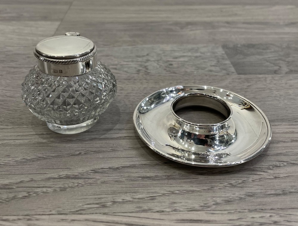 Delightful Edwardian Silver Inkwell and Stand, Chester View IV
