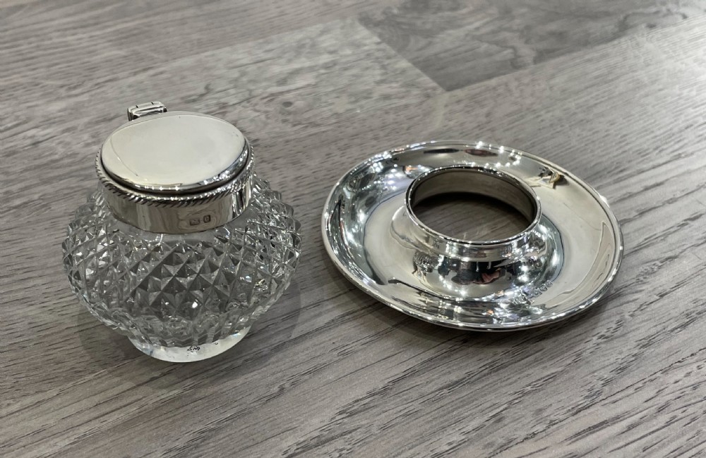 Delightful Edwardian Silver Inkwell and Stand, Chester View VII