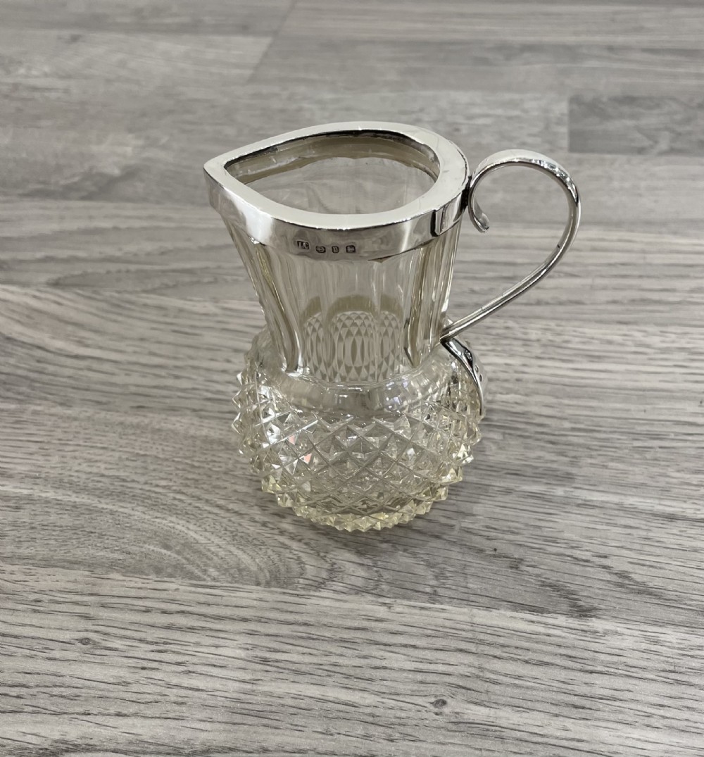 Victorian Silver Topped Jug, Scottish Thistle 