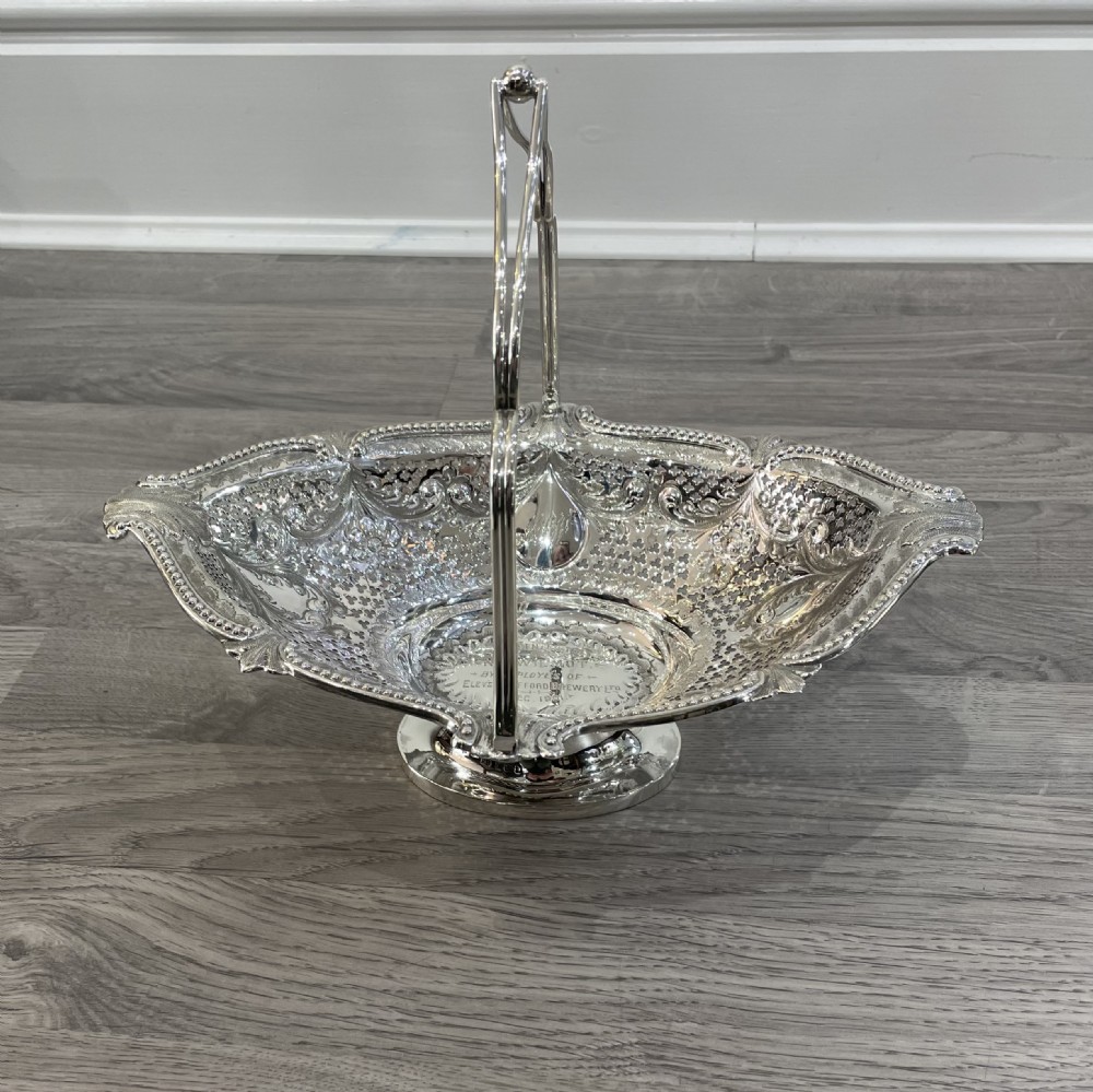 Victorian Solid Silver Basket with Staffordshire Brewery Provenance  View II