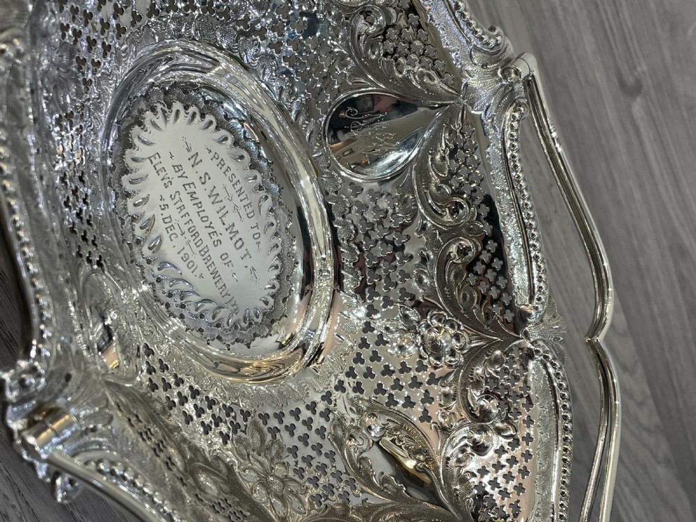 Victorian Solid Silver Basket with Staffordshire Brewery Provenance  View III