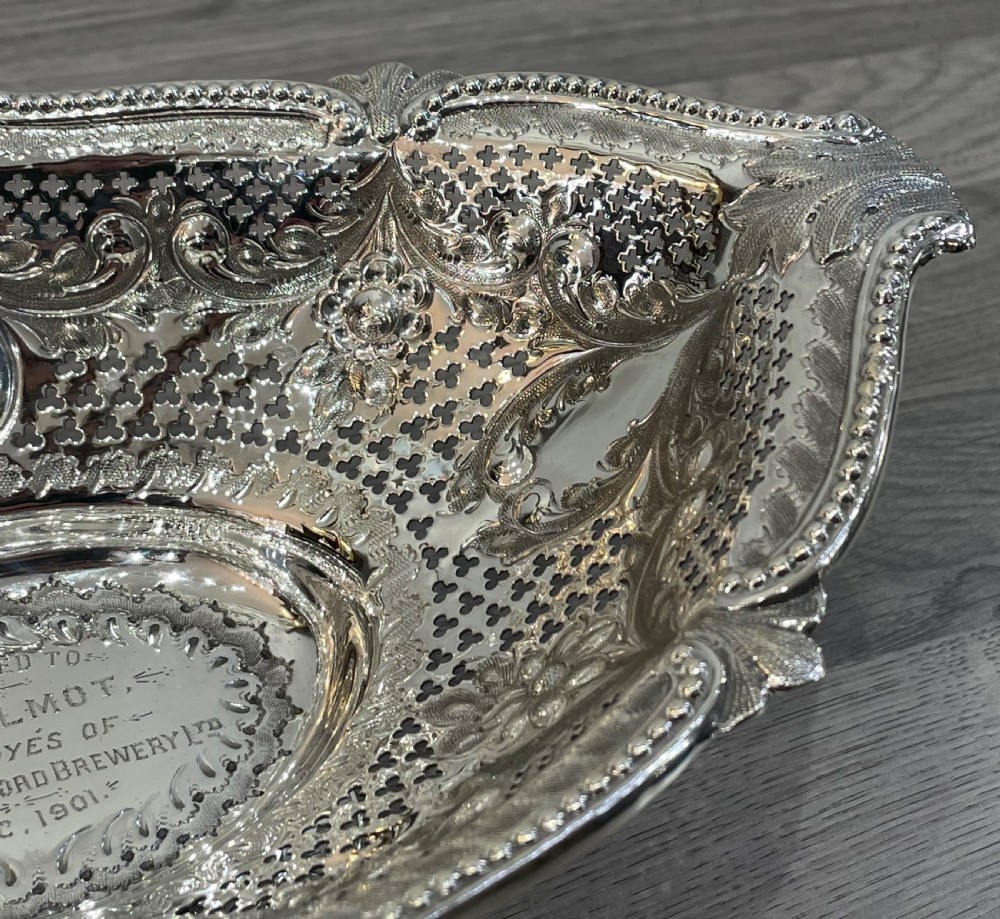 Victorian Solid Silver Basket with Staffordshire Brewery Provenance  View VIII