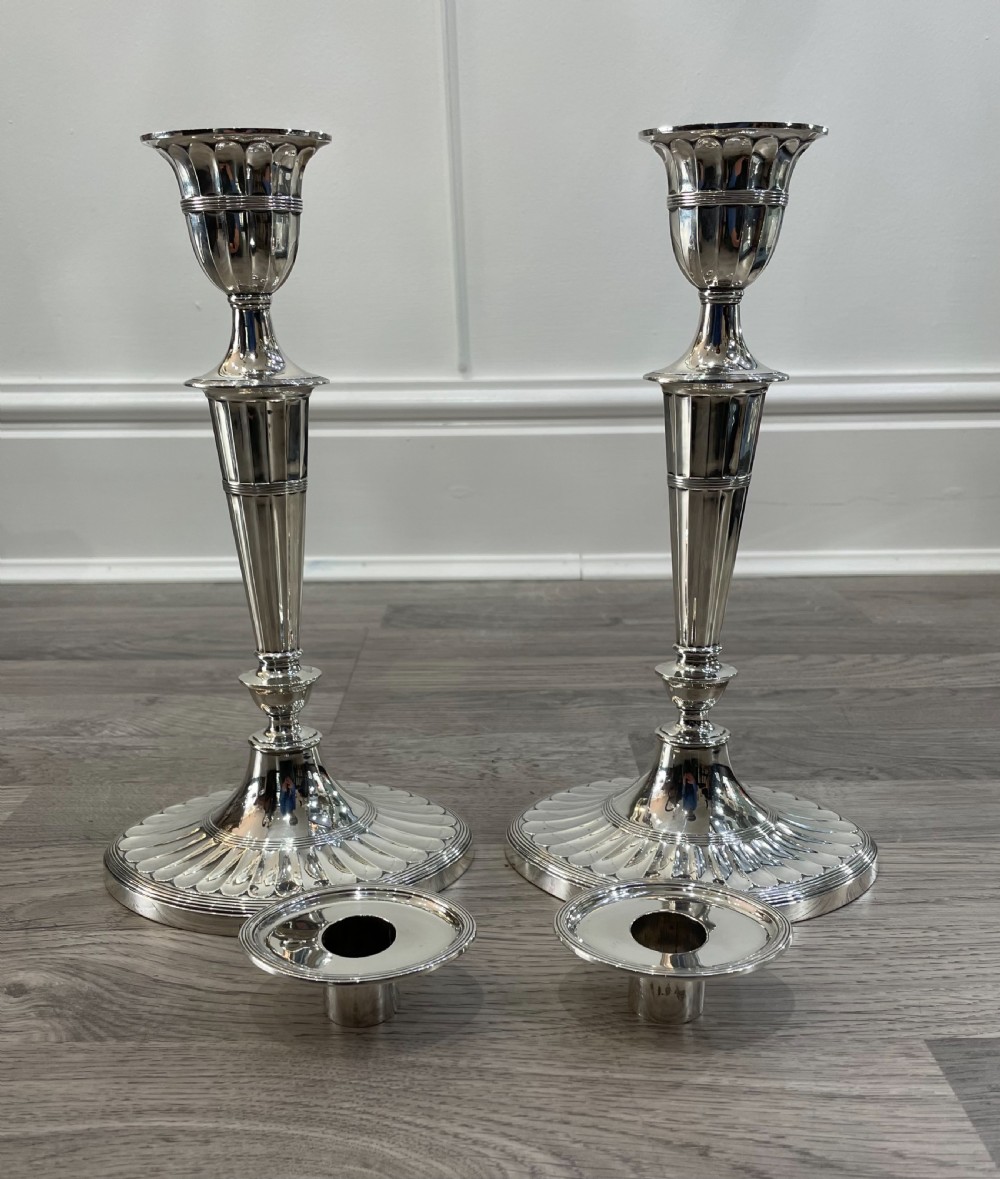 Tall Pair Late Victorian Solid Silver Candlesticks  View VI