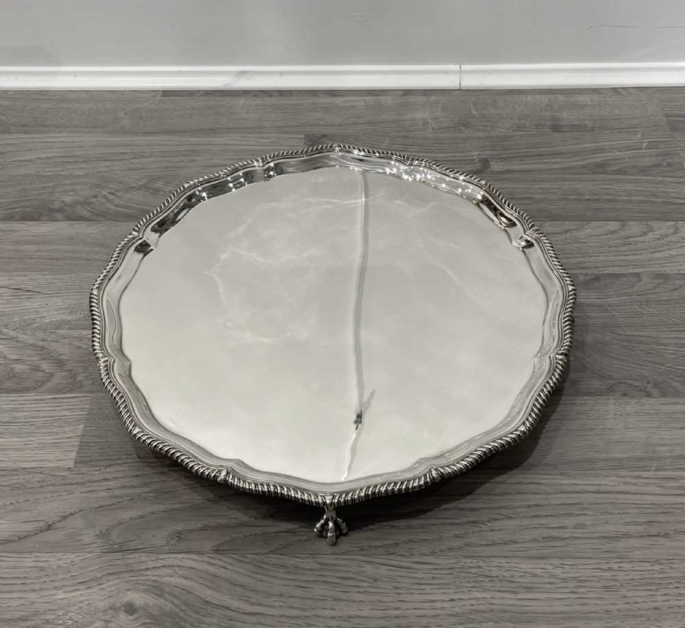 Very Large Victorian Solid Silver Drinks Tray, 1899
