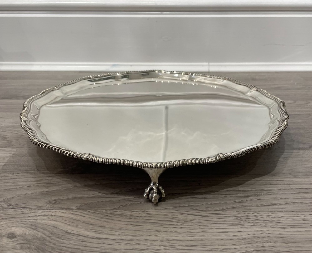 Very Large Victorian Solid Silver Drinks Tray, 1899 View II