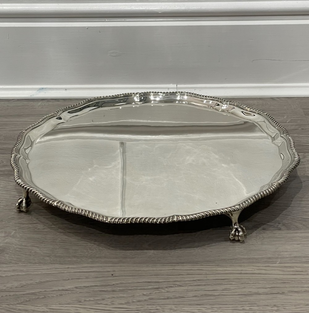 Very Large Victorian Solid Silver Drinks Tray, 1899 View III