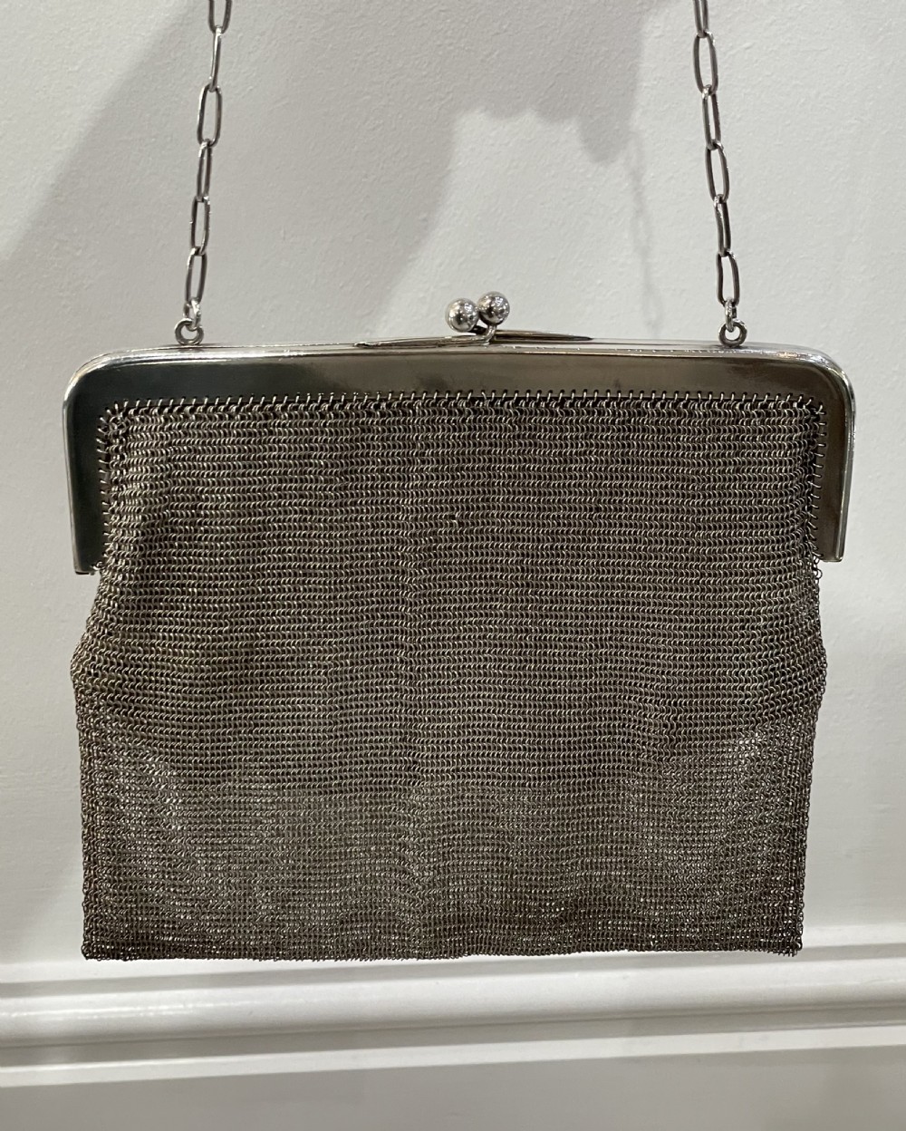 Quality George V Silver Chain Mail Evening Bag Purse View II