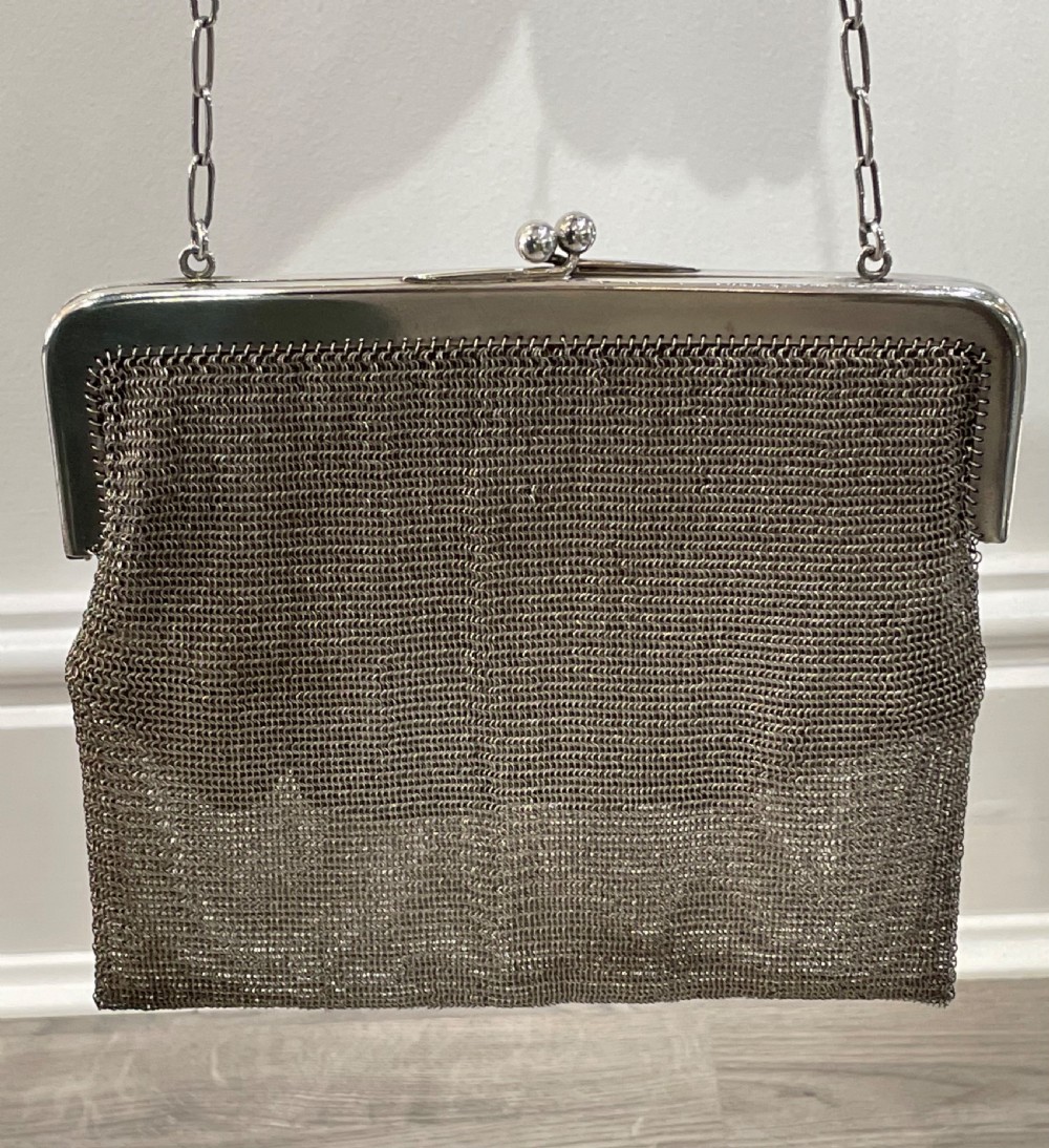 Quality George V Silver Chain Mail Evening Bag Purse View IV