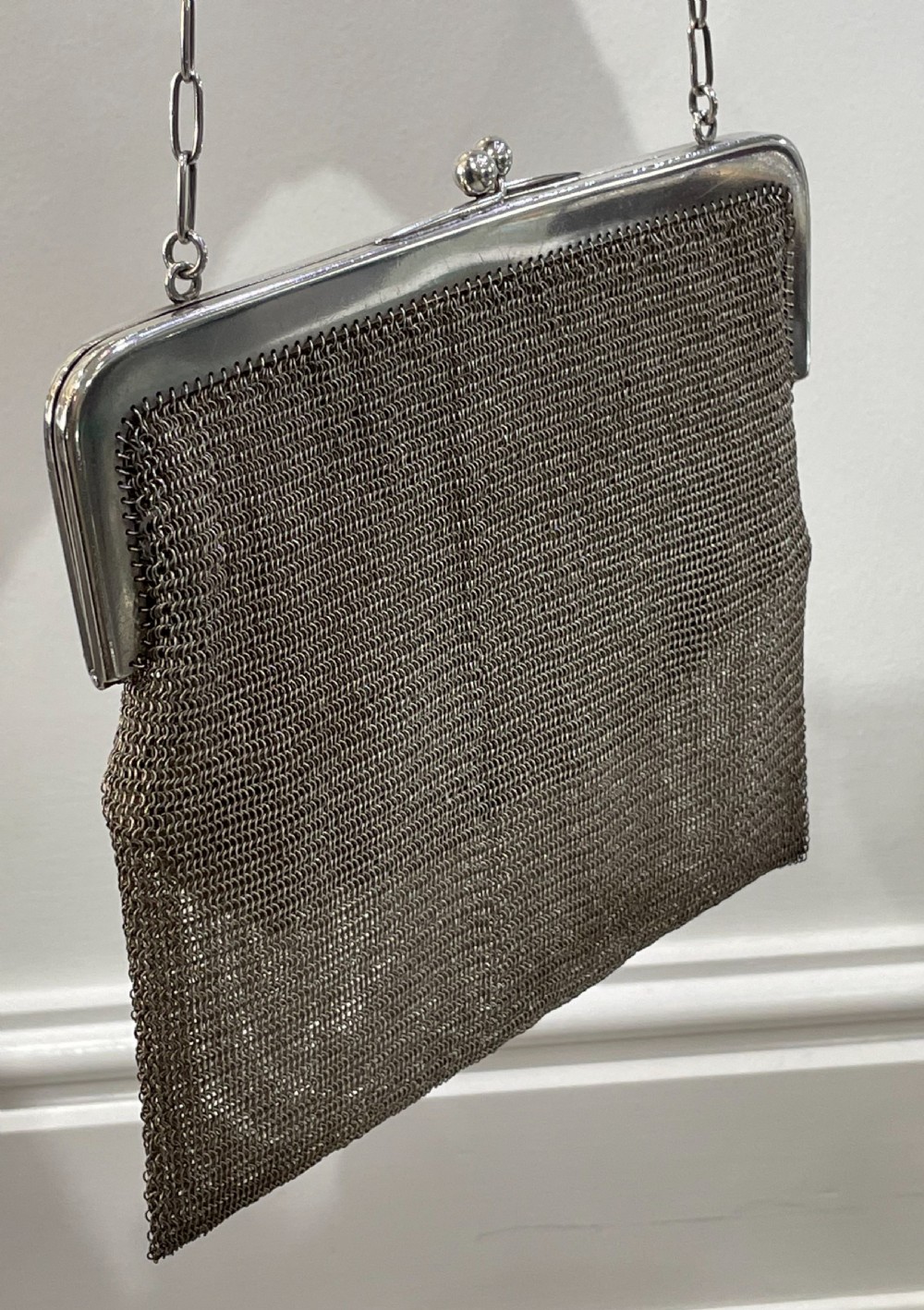 Quality George V Silver Chain Mail Evening Bag Purse View VI