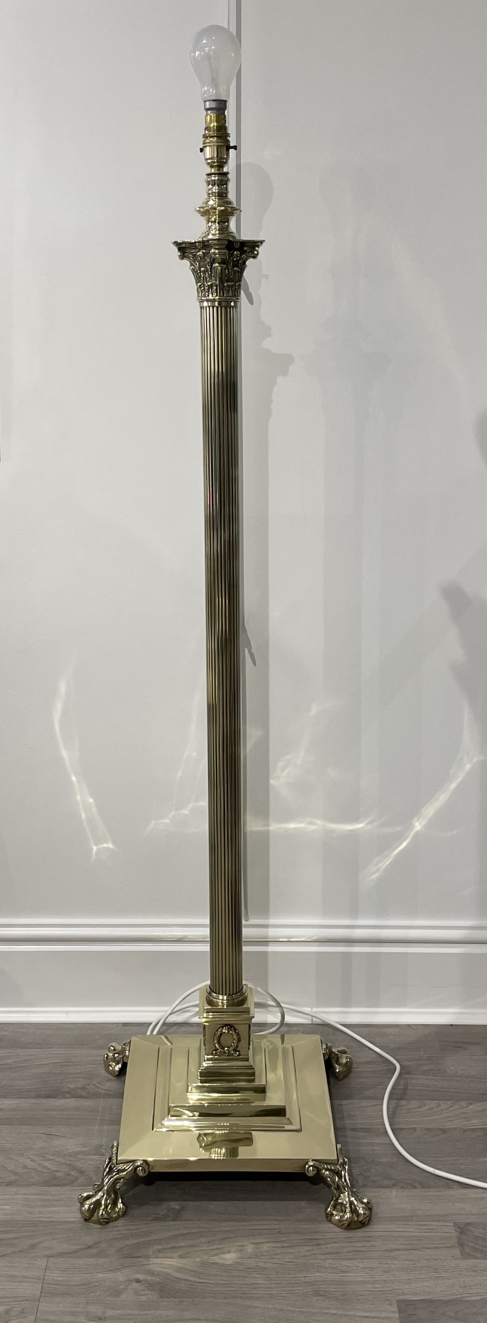 Edwardian Corinthian Column Brass Standard Lamp