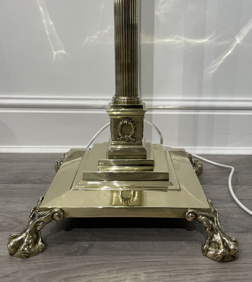 Edwardian Corinthian Column Brass Standard Lamp View II
