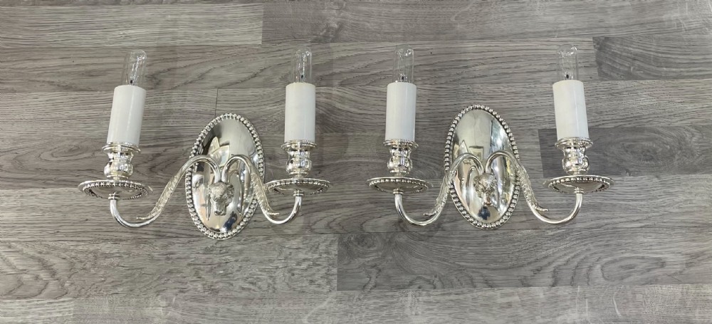George V Silver Plated Twin Arm Wall Lights View II