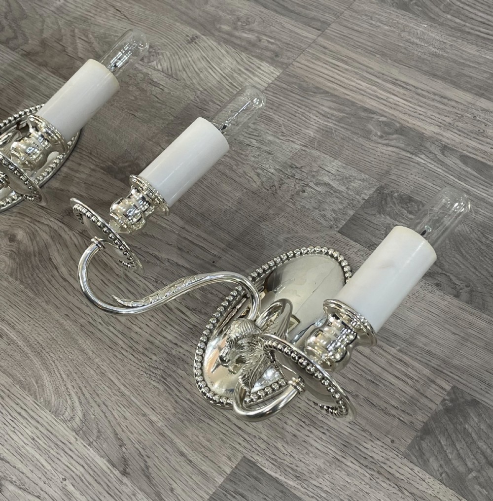George V Silver Plated Twin Arm Wall Lights View III