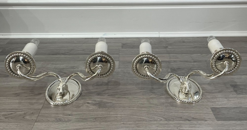 George V Silver Plated Twin Arm Wall Lights View IV