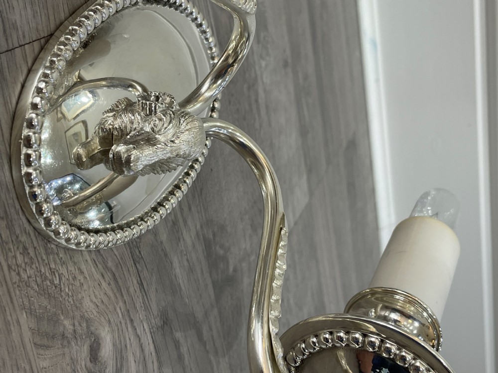 George V Silver Plated Twin Arm Wall Lights View V