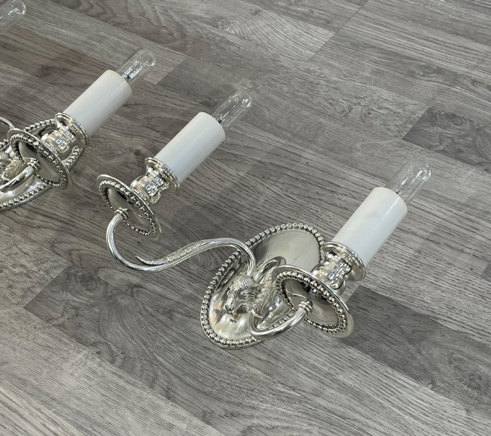 George V Silver Plated Twin Arm Wall Lights View VI